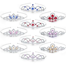 Haarclips Barrettes 3 % Set Girls Princess Rhinestone Crown Kleurrijk Crystal Tiara Hoofdband voor Kid Bride Wedding Sieraden ACCE239I