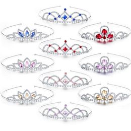 Barrettes à cheveux Barrettes 3pcs / Set Filles Princesse Strass Couronne Coloré Cristal Tiara Bandeau Pour Enfant Mariée Bijoux De Mariage Acce286f