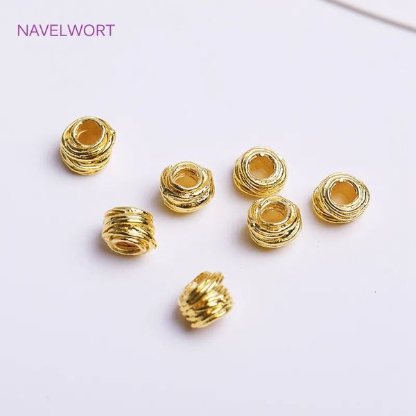 Clips para el cabello Barrettes 5 mm * 6 mm 18k Chapado en oro Latón Cuentas irregulares Cuentas espaciadoras de rayas de alta calidad para joyería de moda Suministros al por mayor 230928