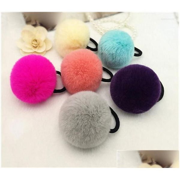 Pinces À Cheveux Barrettes 5Pcs Real Rex Très Doux 8Cm Fourrure Pompons Boule Élastique Corde Anneaux Cravates Bandes Titulaires Filles Accessoires Drop Del Dhnup