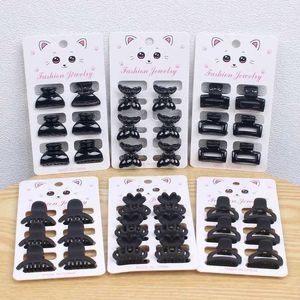 Clips de cheveux Barrettes 6 pièces / Ensemble de mini-clips de taille de petite taille pour des pièces de cheveux de cheveux brisés simples.Girls noirs tissés avant avec une frange sur le côté