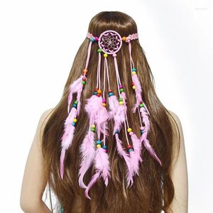 Haar Clips Haarspeldjes Afghaanse Vintage Volwassen Band Pauwenveer Hanger Hoofdband Bladeren Touw Gebreide Riem Elastische Hairwear Hoofdtooi JewelH