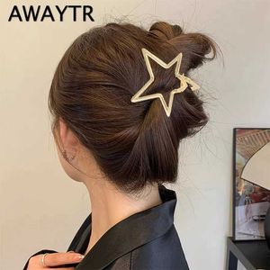 Haarclips Barrettes Awaytr Harajuku Hollow Star Five Pointed Claw Sweet and Cool Charm Trend Dames Clip Y2K Accessoires