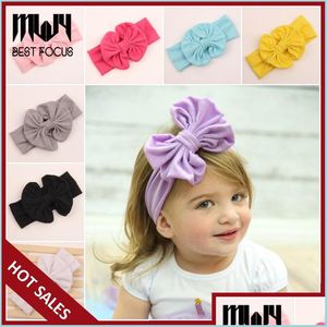 Haarclips Bronrettes Baby Headwear Bowknot Haaraccessoires Katoen boog met zachte elastische haakhoofdbanden Rettery Band 200 PCS/Lot DH7M0