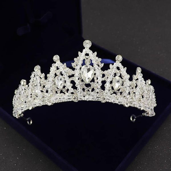 Pinzas para el cabello Barrettes Granos Rhinestone Nupcial Tiaras y coronas Mujeres Cristal Barroco Novia Joyería Desfile Diadema Boda africana Accesorio