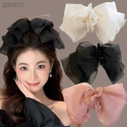 Haarclips Bronrettes Big Hair Bows Chiffon Solid Color Large Bowknot Haarspelden Spring Clamp Clem Clip For Women Fashion Korea Headwear Accessoires Nieuw 2023 240426