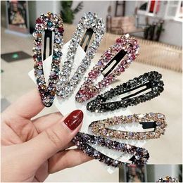 Pinces À Cheveux Barrettes Bling Fl Strass Cristal Épingle À Cheveux Fille À La Main Perlé Épingles Latérales Barrette Étincelle Ornement Accessoires Cadeau Dhhg7