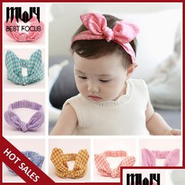 Haarclips Barrettes Bowknot Hoofdbanden Baby schattig konijn ear hoofddeksel katoen kinderen boogband mode accessoires 100 pc's/lot dhgarden dhaqg