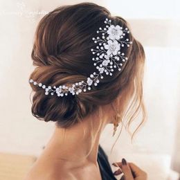 Clips de cabello Barrettes Tadera de novia Accesorios de boda de la boda Cátanos de novia Pearls Flores de cuentas Joyas de joyas