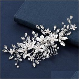 Barrettes à cheveux Barrettes Peignes de mariée Épingles à cheveux à fleurs faites à la main Côté Strass Coiffe Artificielle Perle Bijoux Accessoires Drop Livraison Otj7X