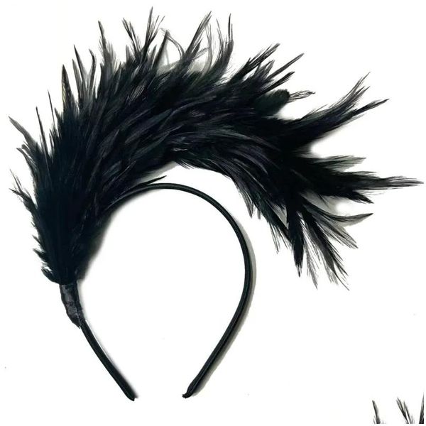 Clips de cheveux Barrettes Burlesque Headpice Flapper Feather Bandband Drop Livrot Bijoux HairJewelry Oth1E