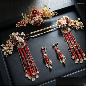 Clips de cheveux Barrettes Perles rouges chinoises