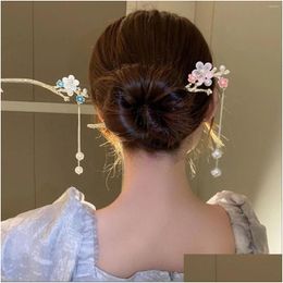 Haarspeldjes Haarspeldjes Chinese Stijl Bloemen Stok Handgemaakte Haarspelden Hoofddeksels Sieraden Accessoires Hoofdtooi Mode Ornamenten Styling To Otohr