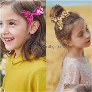 Pinces À Cheveux Barrettes Chirldren Conception De Sirène Échelles De Mode Paillettes Arc Femmes Épingles À Cheveux Filles Enfants Chapeaux Accessoires 8 Couleurs D Dhpwk