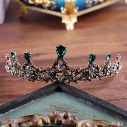 Haarclips Bronrettes Koper Green Crystal Elegante Bruids Crown Coroa de Noiva Boutique Bruiden Hoofdkleding Bruiloftsieraden