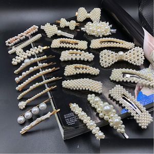 Haarclips Bronrettes Cr Jewelry Pearls Haarspeldset Stijlvolle acetaatplaat Mix verschillende BB Clip Sweet Fashion Designer Wom Dhtby