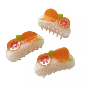 Haarclips Barrettes Creatief ontwerp 8.7 cm Big Fruit Orange Stitching Claw Fashion Azijnzuur Shark Clip voor Temperament Girls