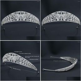 Haarclips Bronrettes Cubic Zirconia Butterfly Tiara voor bruiloft Crystal Princess Tiaras Crown Bride Jewelry CH10359 Drop Delivery DHWGJ