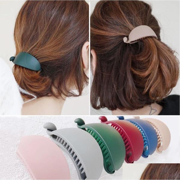 Barrettes à cheveux Barrettes Couleurs de bonbons mignonnes Forme de banane Griffes Femmes Filles Cheveux doux Porte-queue de cheval Épingles à cheveux Accessoires de mode Drop Dhgzh