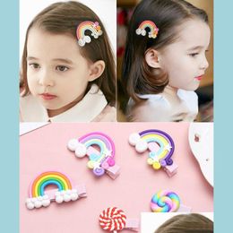 Haarclips Bronrettes Leuke regenboogwolk Lollipop Vorm Haarclip Meisjes Bronrettes Haarspelden Hoofdkleding mode verjaardag cadeau drop deli dhot2