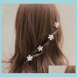 Haarclips Bruidtes Daisy Pearl Hair Clips Mini Elegant Metal Plastic Side Clip Claws Women Girl Wit Haarspeld sieraden AC DHKC2