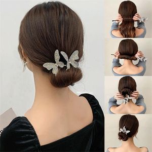 Haarclips BRITRETTES DIY Gevlochten artefact Lazy Curly Stick Butterfly Haarspeld Flower Bud Ornament