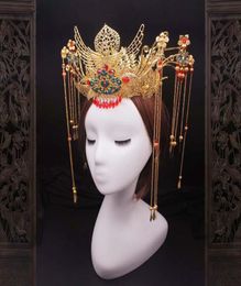 Clips de cheveux Barrettes Diy Package de matériaux Chinois Style Wedding Phoenix Crown Bride Headpice traditionnel Coronet Long Tassel TI5370864