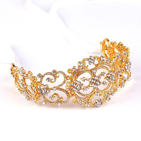 Pinces à cheveux Barrettes Faisceau Européen Et Américain -vente Diamant Bandeau Or Rose Coiffe Alliage Incrusté Mariée MariageAccessoire MAEA99