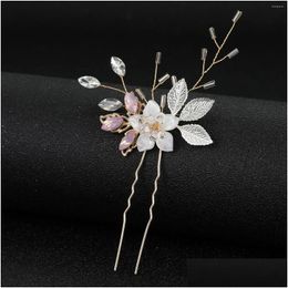 Barrettes à cheveux Barrettes Épingles à cheveux en cristal exquis Bijoux en forme de U Style chinois Femmes Décoration Strass Accessoires de mariée Drop Deli OTC9Q