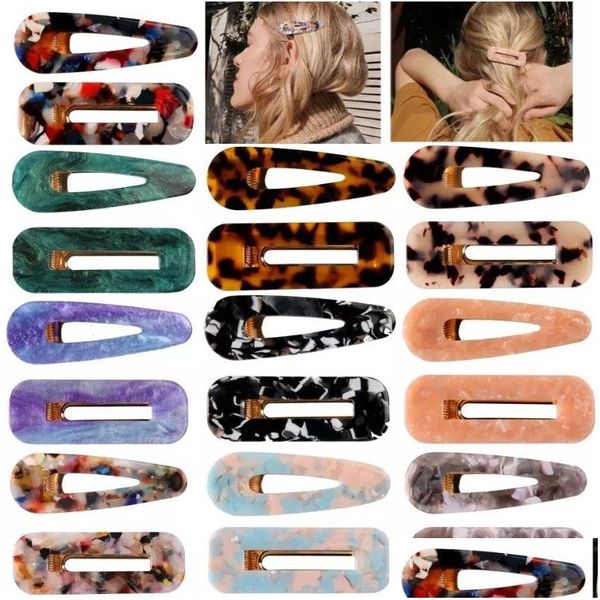 Clips para el cabello Barrettes Moda Ácido acético Horquilla Resina acrílica Moda 19 colores Dos piezas en un conjunto Joyería de entrega de gota Hairjew Dhy2I