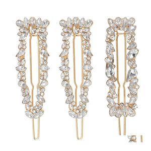 Haarclips Barrettes Fashion Bling Rhinestone Clip Women Luxe accessoires voor geschenkfeestje Hoge kwaliteit sieraden 44 E3 Drop Delivery Dhylt Dhylt