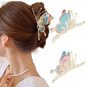 Haarclips Bronrettes Fashion Butterfly Hair Clip Geometrisch Haar Claw Grab Metal Hair Accessories For Women Trendy Headwar 240426