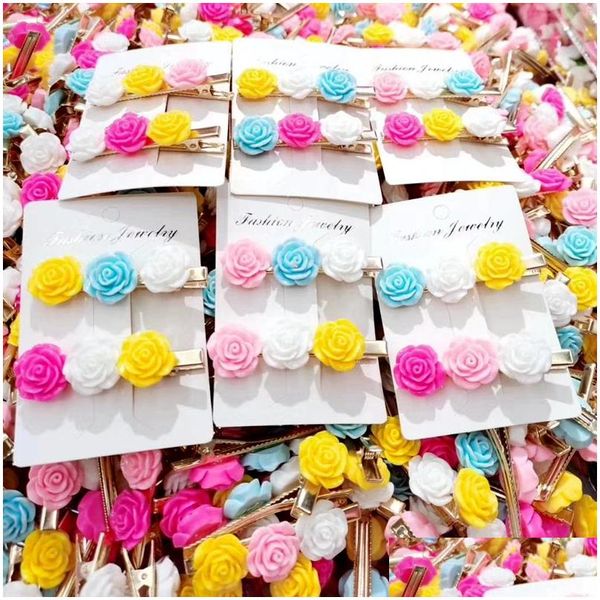 Clips de cheveux Barrettes Fashion Charme sympathique 50 Jam de papier 3 styles Type de fleur Clipt d'oreille Set mixte Kids Cartoon Résine Enfants EST JE DH5FH