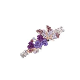 Haarclips Bronrettes Fashion Crystal Floral Hairpin Girl Ladies Hairwear Sieraden voor vrouwen Rhinestone Alloy Party Leaf Drop Lever Otjai