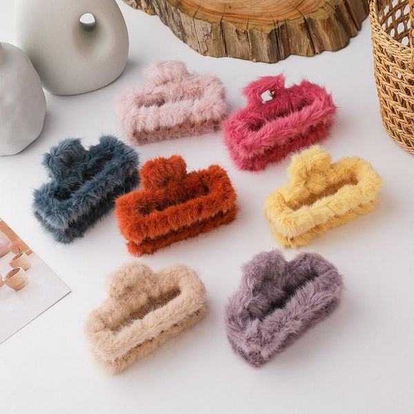 Pinzas para el cabello Barrettes Moda Faux Fur Crab Claw Clip Horquillas grandes para mujeres Niñas Estilo coreano Sombreros Accesorios de joyería MS9