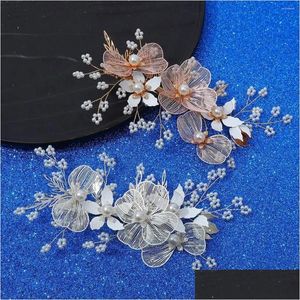 Barrettes à cheveux Barrettes Fleurs de mode Épingle à cheveux Bijoux de mariée Accessoires Ornements faits à la main Coiffes Diadèmes à la mode Drop Livraison Cheveux Otlzj