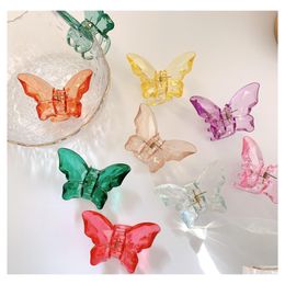 Haarclips Bronrettes Fashion sieraden Candy Color Butterfly Haarspeld voor vrouwen Girls Pin Acryl Barret Backhop Hoofdress D Dhnzc