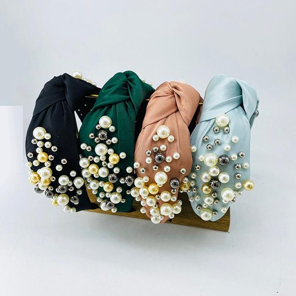 Barrettes à cheveux Barrettes Mode Perle Bandeau Pour Femmes Baroque Noué Bandeaux Style Coréen Multicolore Filles Haircerceau En Gros Élastique C