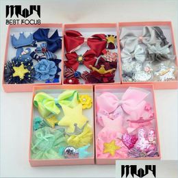 Clips de cabello Barrettes Pin de moda Lindas niñas Baby Fabrics Hade Bowknot Crown Batteranpins Niños para niños Accesorios Dhgarden Dhglr