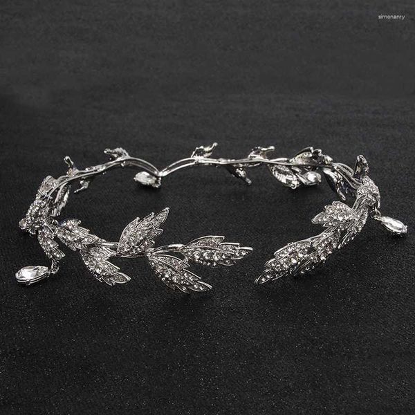 Pinces à cheveux Barrettes De Mode Strass Femmes De Mariage De Mariée Front Tête Chaîne Coiffe Cristal Pendentif Mariée Diadème Bijoux AccessoireHa