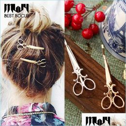 Haarclips Barrettes Fashion Scissors Formulier Lovely Women Girls Gold Ploated Clip Kerstfeest Haarspeld Accessoires 24 PCS/Lot Drop DHFJP