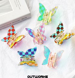Haarclips Barrettes Fashion Vintage Butterfly Gradient Color Clip Geometric Back of Head Accessories for Women Girls Jewelry