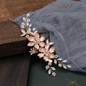 Pinzas para el cabello, pasadores, peineta de flores para novia, tocados de joyería de aleación, peines laterales de perlas, accesorios decorativos nupciales BN