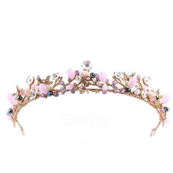 Clips de cheveux Barrettes filles Sweet Pink Color Tiara Couronnes Femmes délicates Hinaistone Round Cerures Bridal Wedding Fashion Accesso