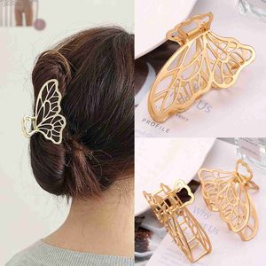 Clips de cheveux Barrettes Gold Color Metal Butterfly Clip pour femmes Hollow Out Hair Claw Barrettes Hair Hair Accessoires Headsals Cadeaux en gros 240426