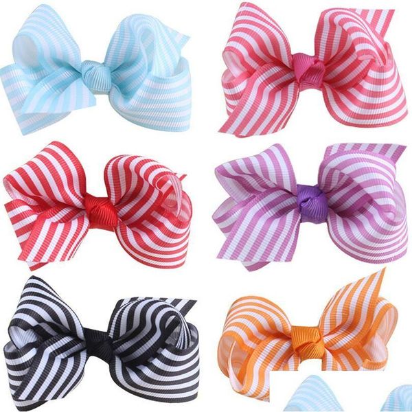 Pinces à cheveux Barrettes Bon Aaddadd Enfants Bowknot Épingle À Cheveux Fille Coiffe À Rayures Bulle Fleur Carte Fj112 Mix Ordre Drop Delivery Dhlgm