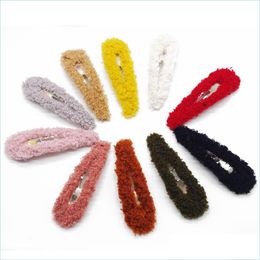 Barrettes à cheveux Barrettes Pinces à cheveux Barrettes Nouveau modèle en peluche BB Clip Automne Hiver Couleur Belle épingle à cheveux Version coréenne Fille Eau Dr Dhqgu