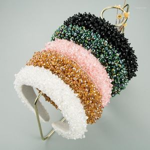 Pinces à cheveux Barrettes Pinces à cheveux Barrettes Bandeau cousu à la main Femme Cristal Bling Baroque Large Bord Bande Cadeau Pour Elle 2024