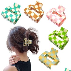 Barrettes à cheveux Barrettes Pinces à cheveux Barrettes Pince à griffes à carreaux Acrylique Carré Petit pour mince 2 Exquisit Requin Esthétique Femmes Ambbp Otcum