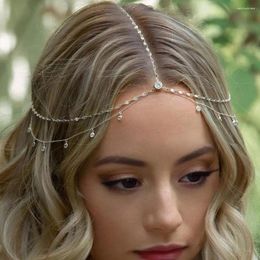 Haarclips Bronrettes Haarclips Streuvels Paarhangstuk Elegante Boho -stijl Strijnvaartketen voor bruidsaccessoire dubbele laag voorhoofd